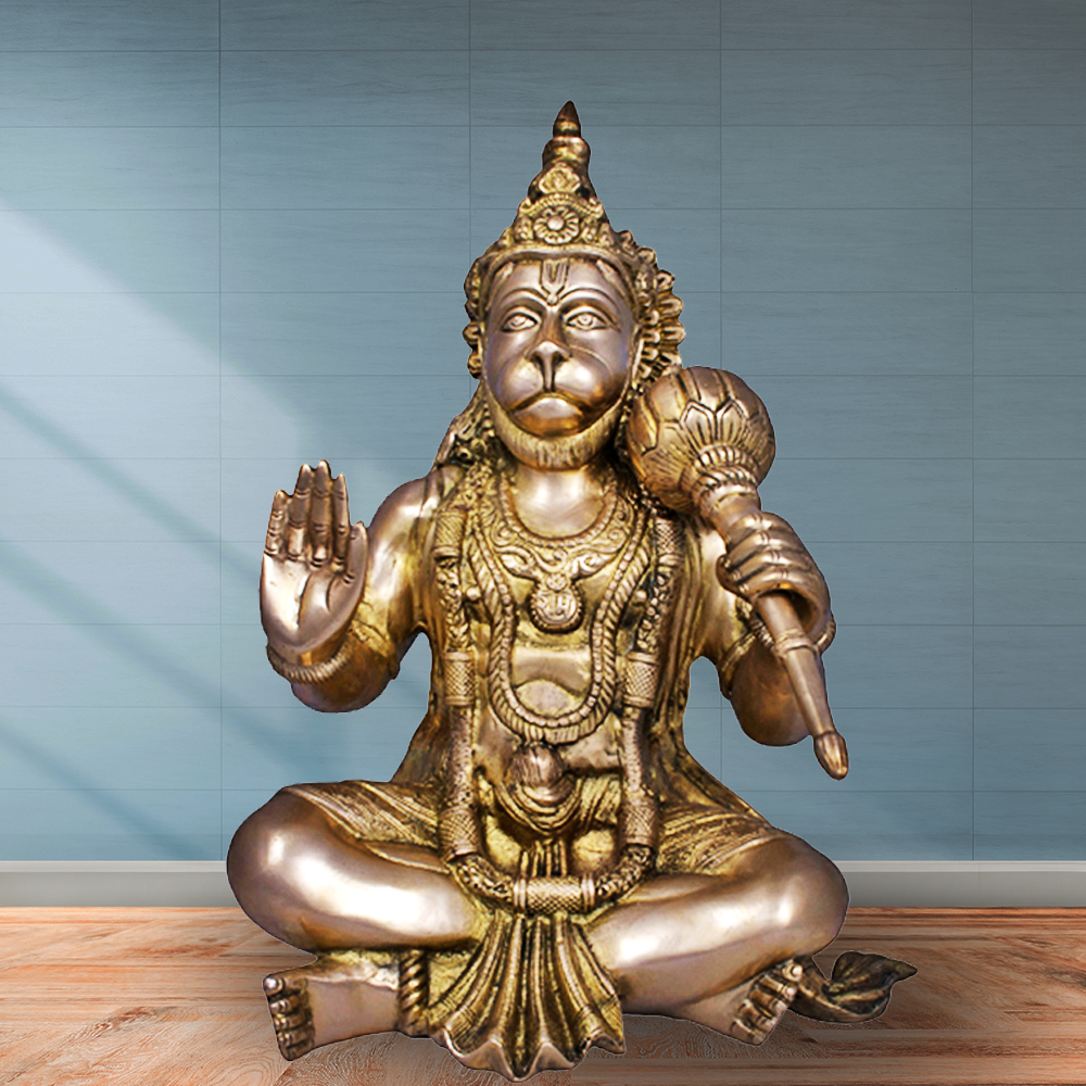 Brass Bhagwan Hanuman God Idol (15.7 Inch)