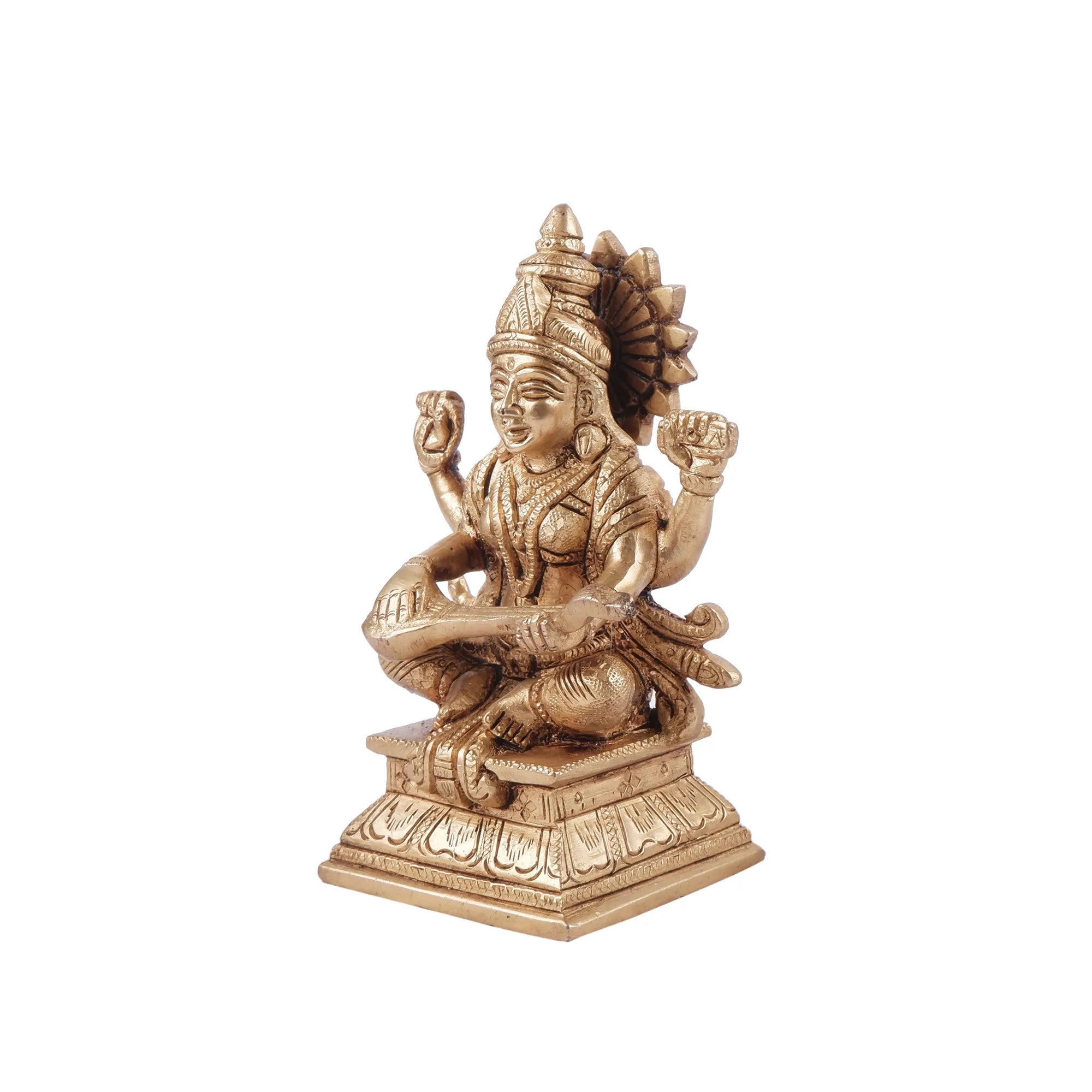 Brass Maa Saraswati Idol (5.5 Inch)