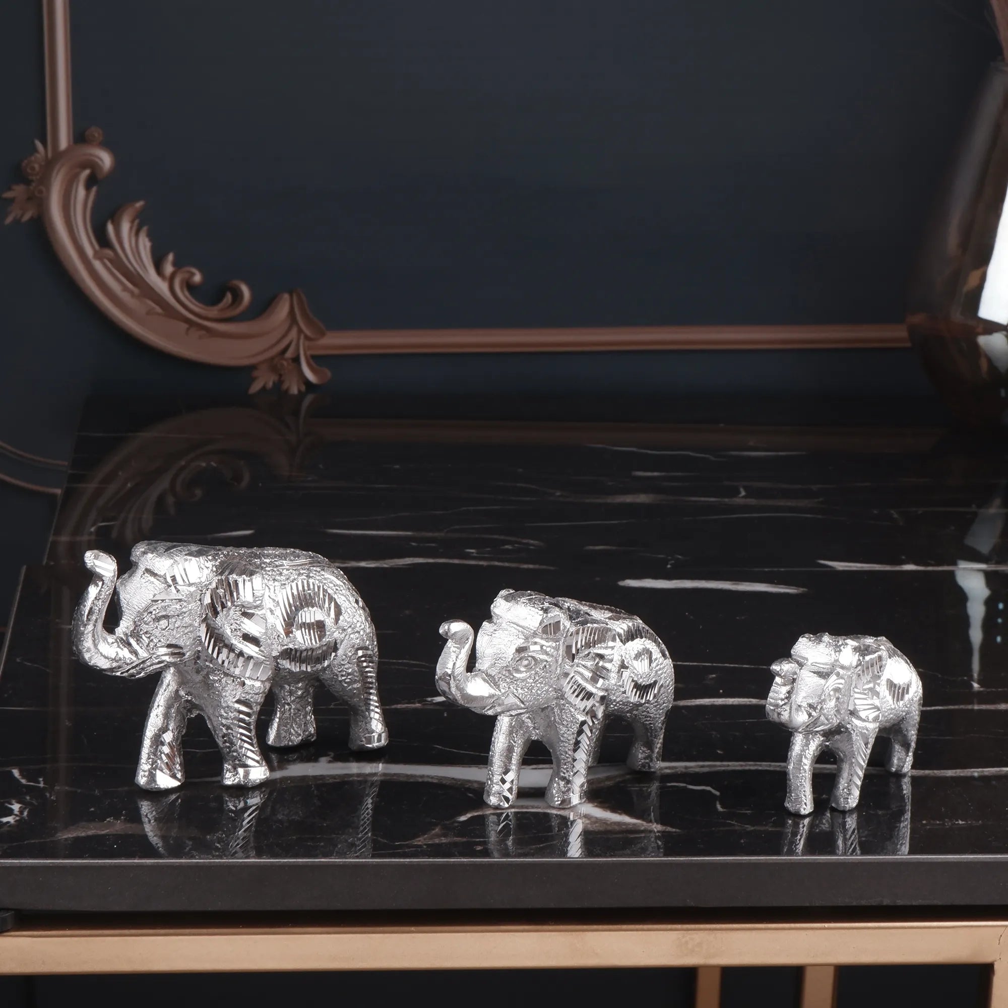 White Metal Elephant(Haathi) set (3.1 Inch)