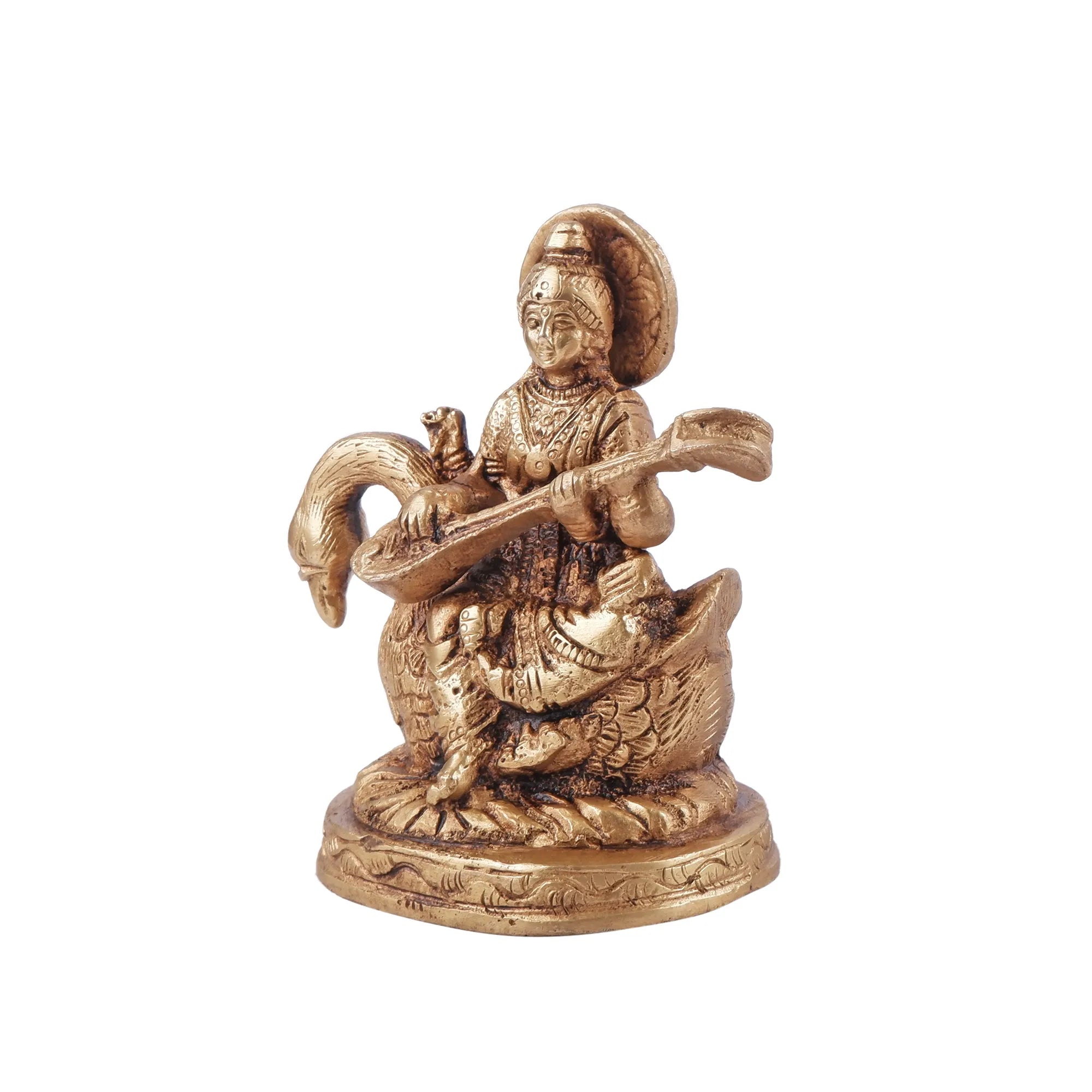 Brass Maa Saraswati Idol (4.7 Inch)