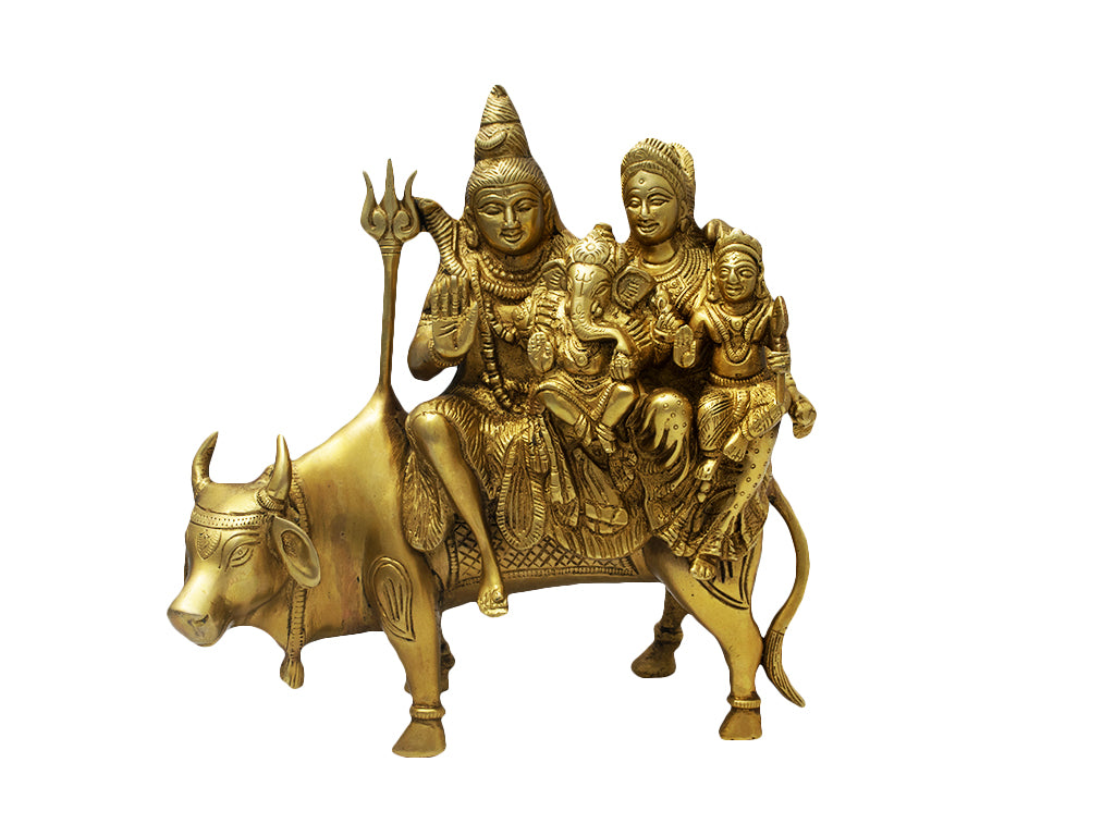 Brass Shiv Parivar God Idol (10.2 Inch)