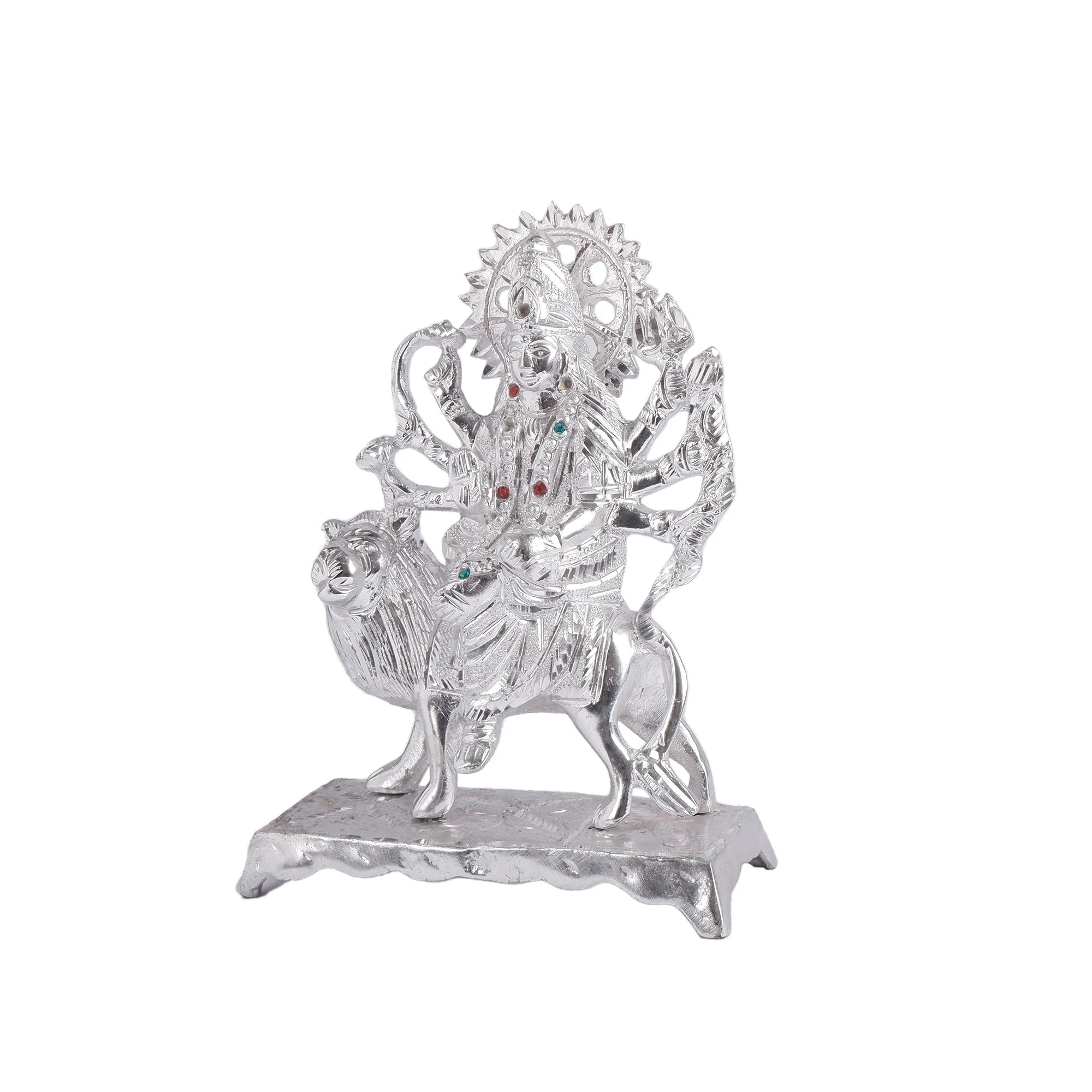 White Metal Durga Idol (8.6 Inch)