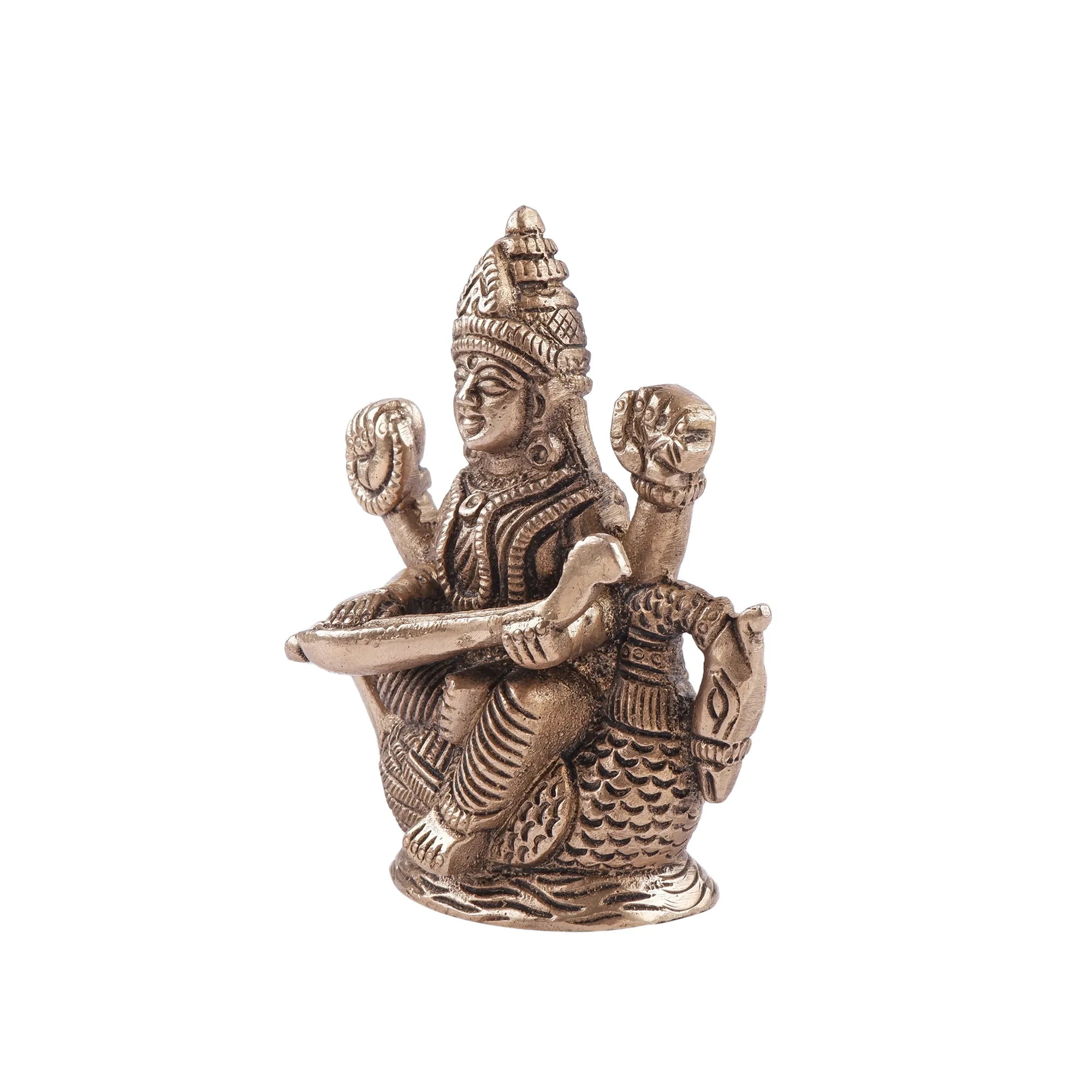 Brass Saraswati Idol(3.9 Inch)