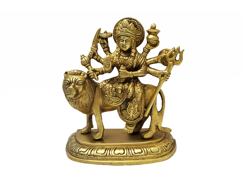 Brass Goddess Durga God Idol (7.4 Inch)