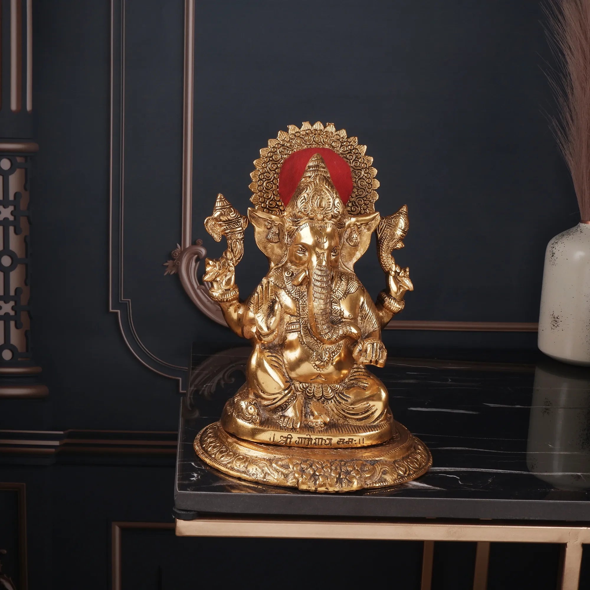 Golden Ganesh Ji Idol (9.8 Inch)