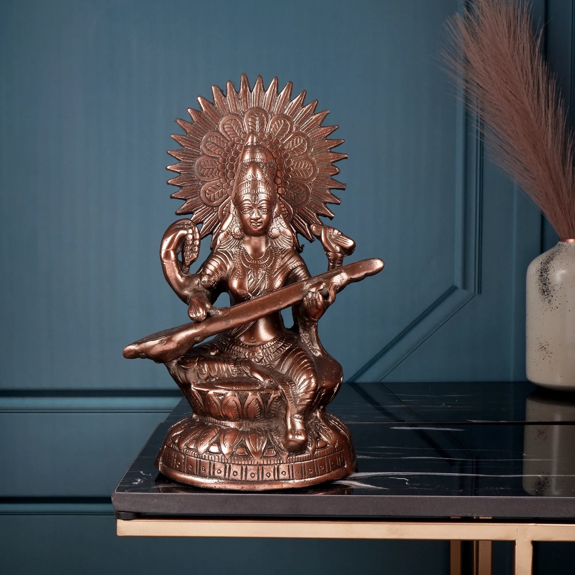 Gun Metal Saraswati ji Idol (11.8 Inch)