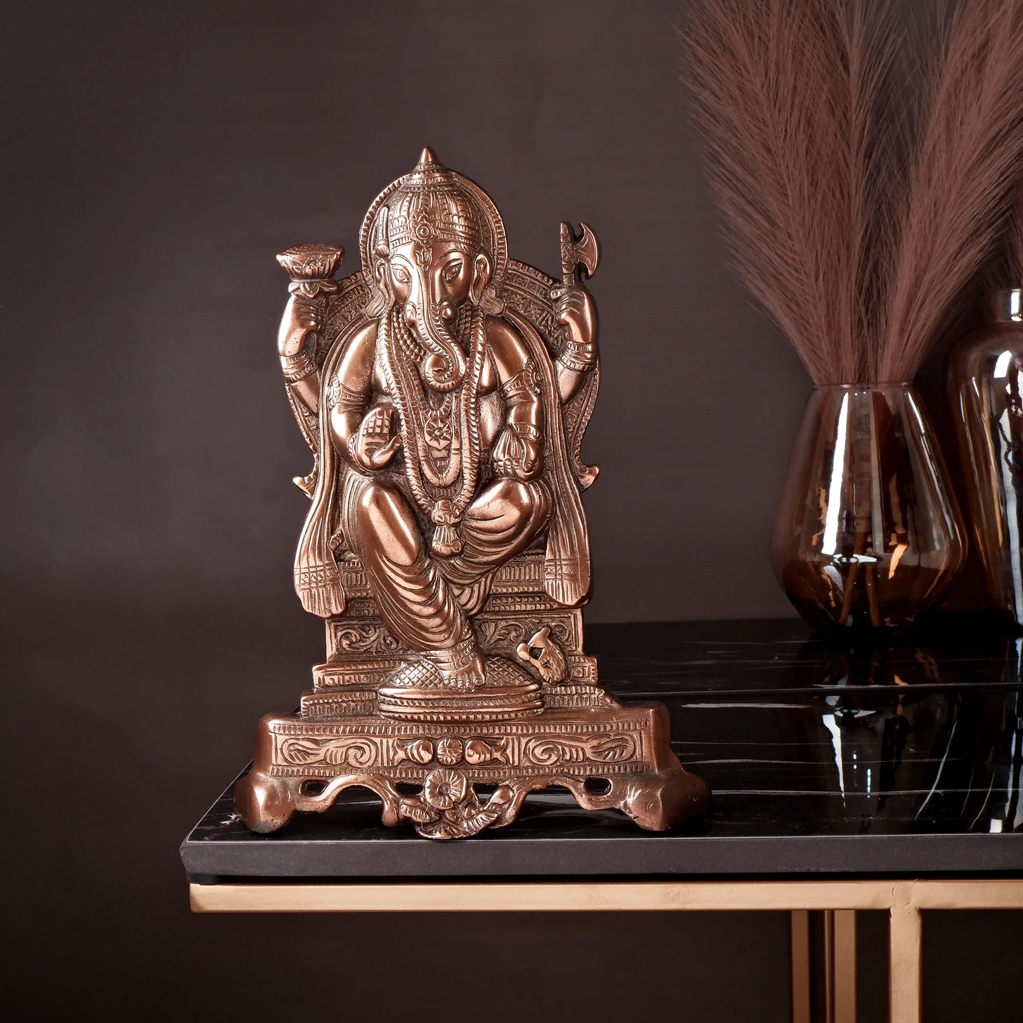 Gun Metal Copper Colour Ganesh Idol (10.6 Inch)