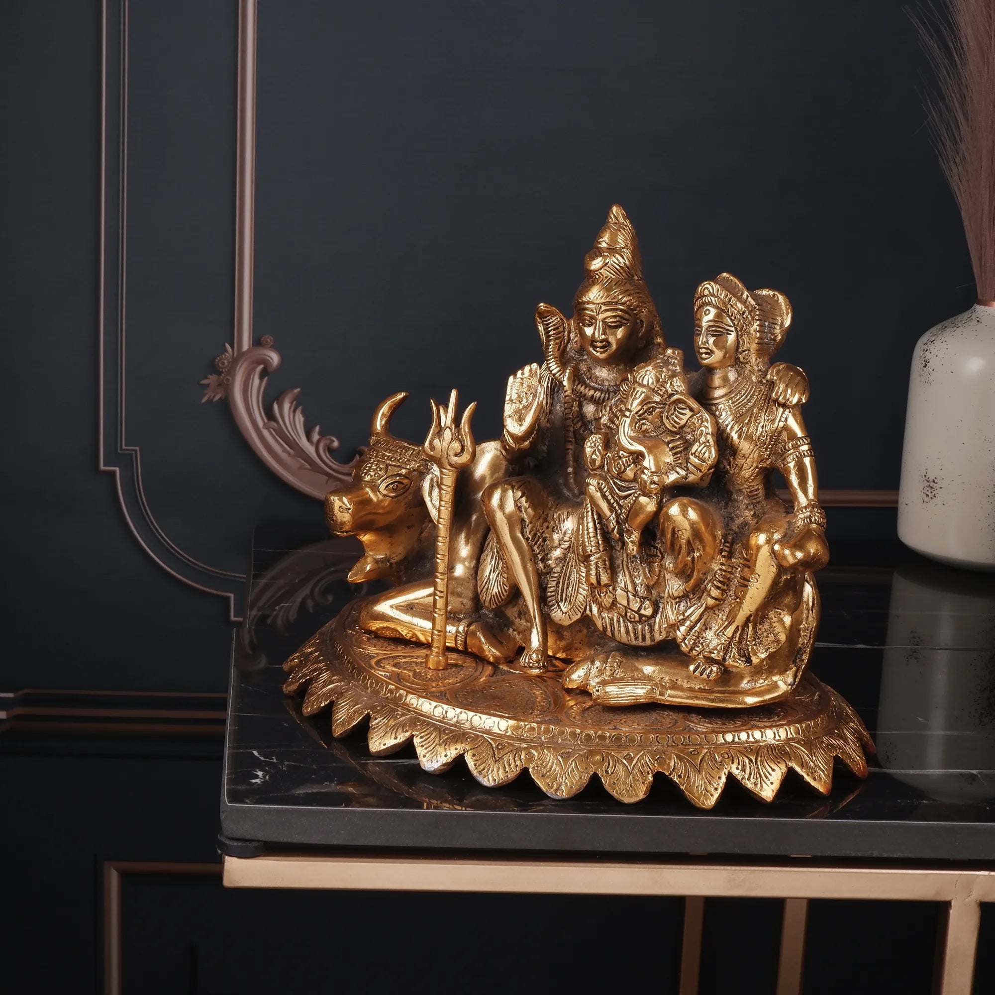 Golden Colour Shiv Pariwar (9.4 Inch)