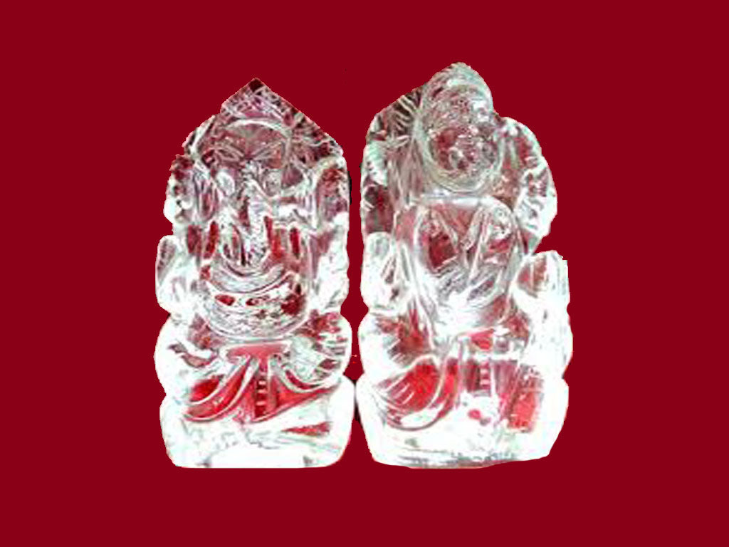 Lakshmi Ganesh Set Sphatik God Idol (1.9 Inch)