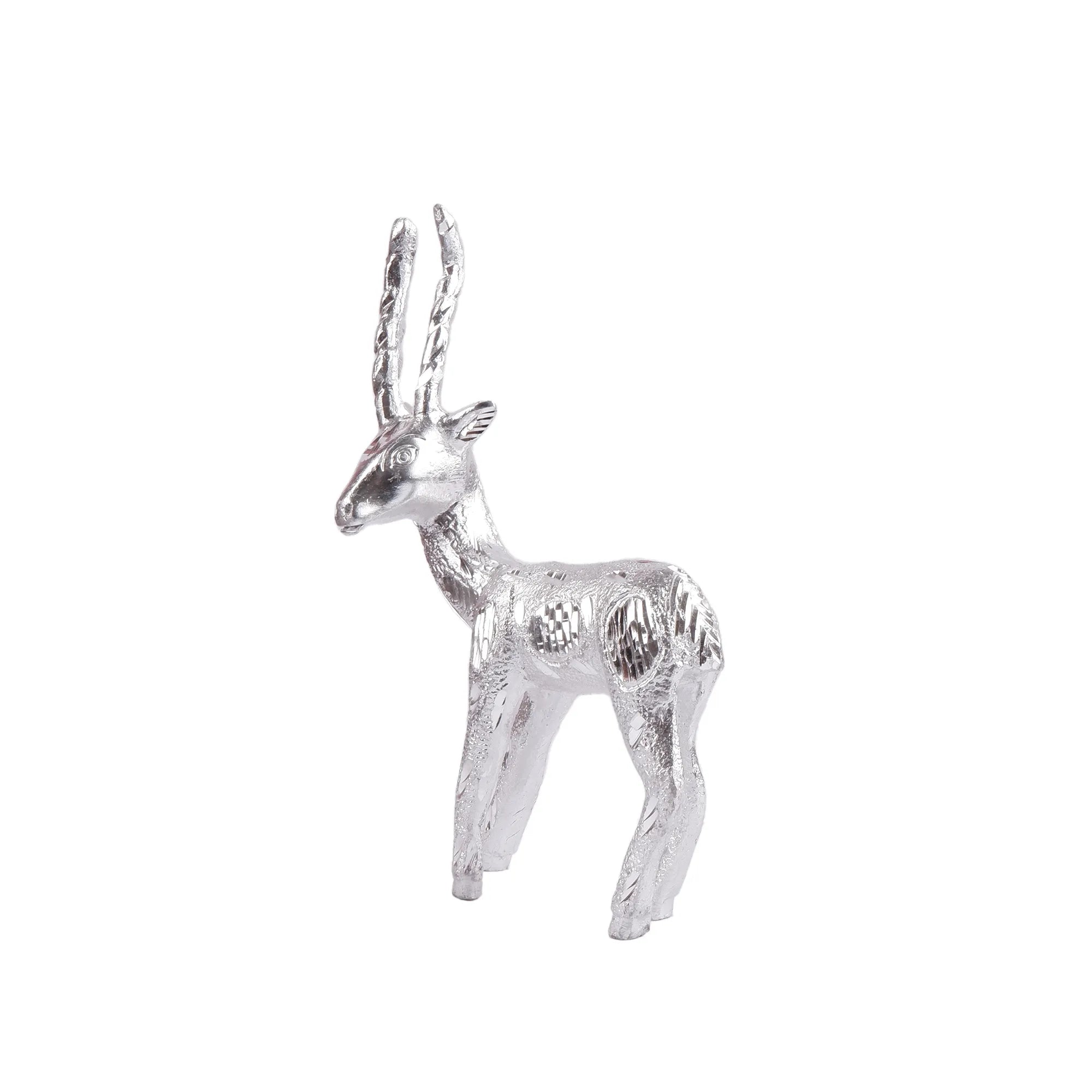 Silver Colour Deer(Hiran) Set (7.4 Inch)