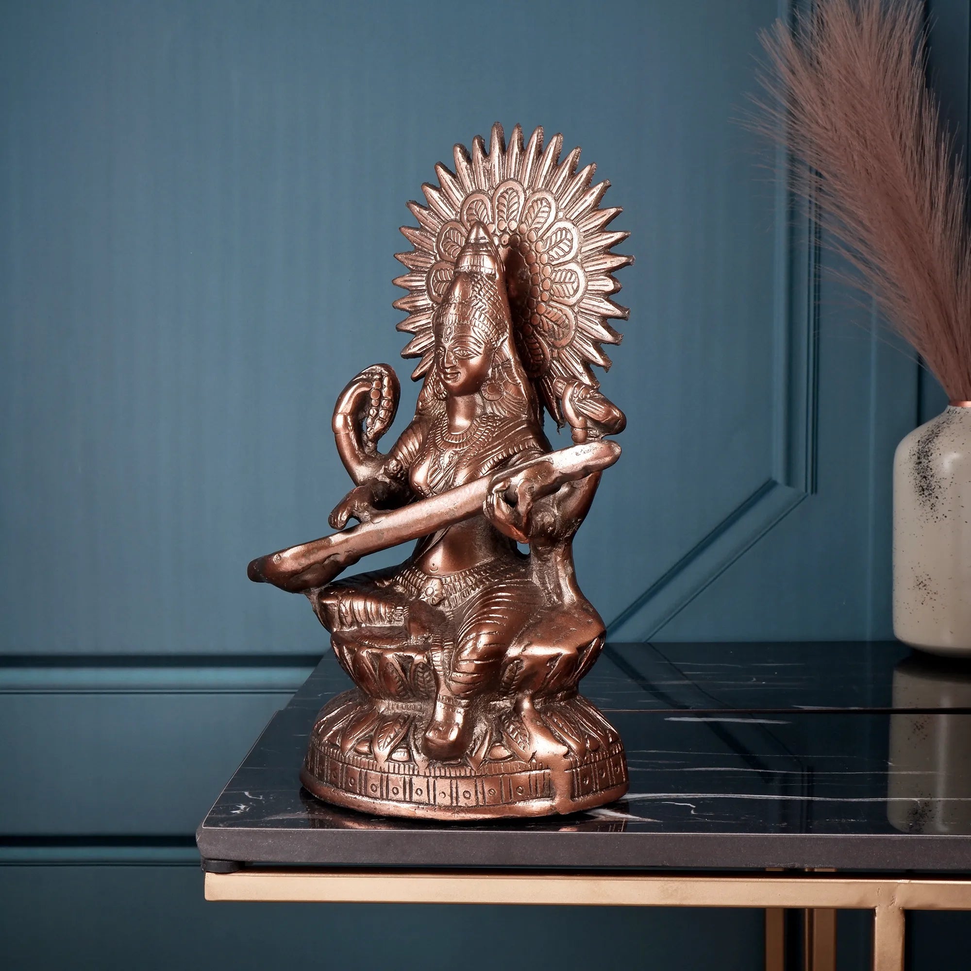 Gun Metal Saraswati ji Idol (11.8 Inch)