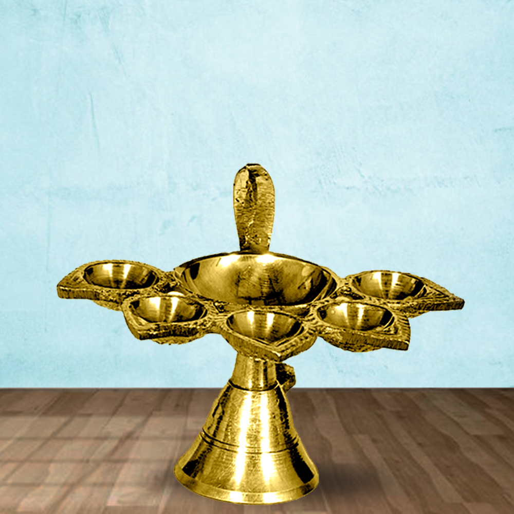 Brass Five Batti Panch Aarti (2.7 Inch)