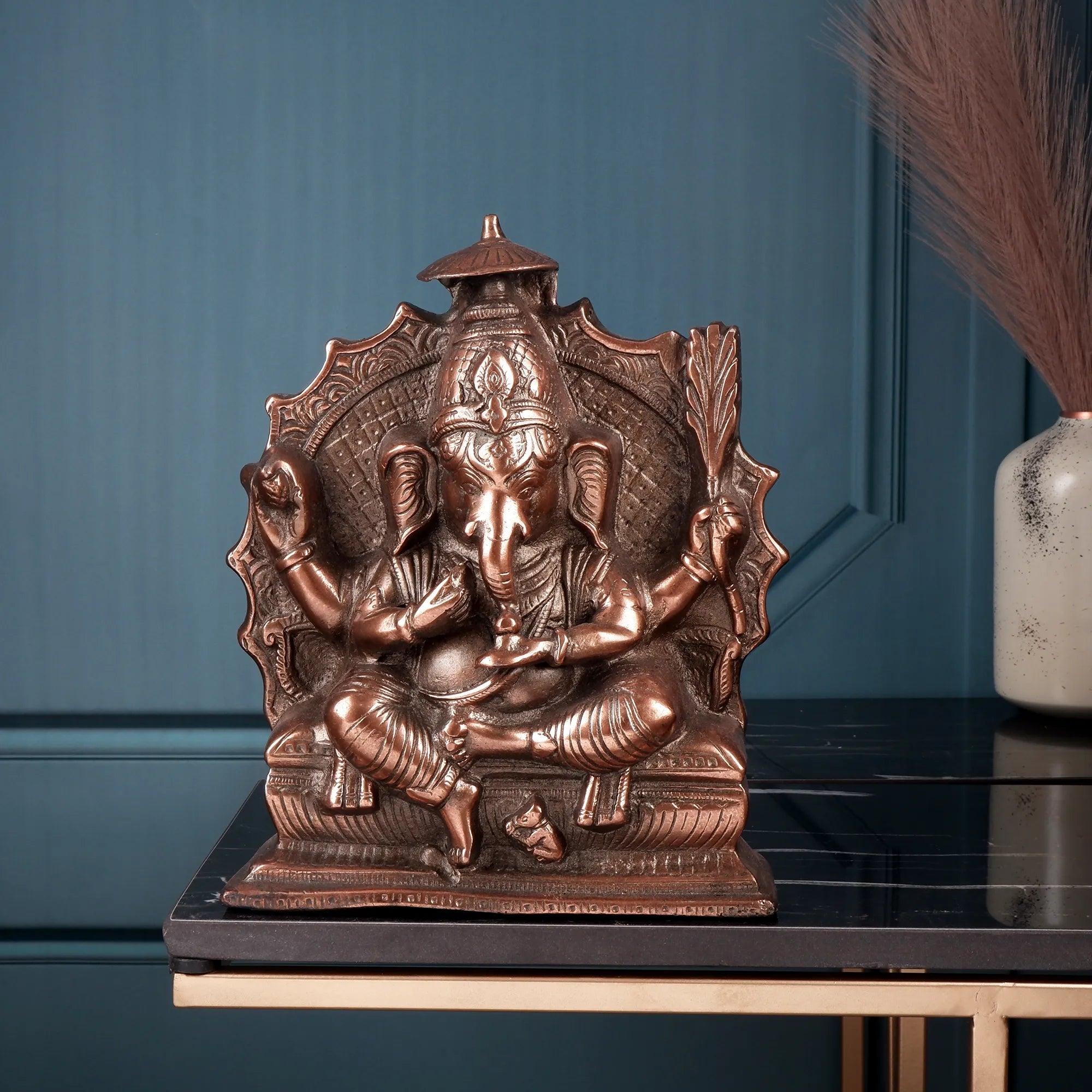 Gun Metal Ganesh Idol (9.4 Inch)