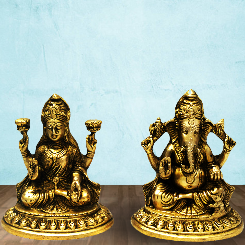 Brass Lakshmi-Ganesh Set (5.5 Inch)