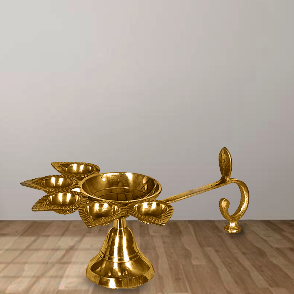 Brass Aarti Five Batti (11.0 Inch)