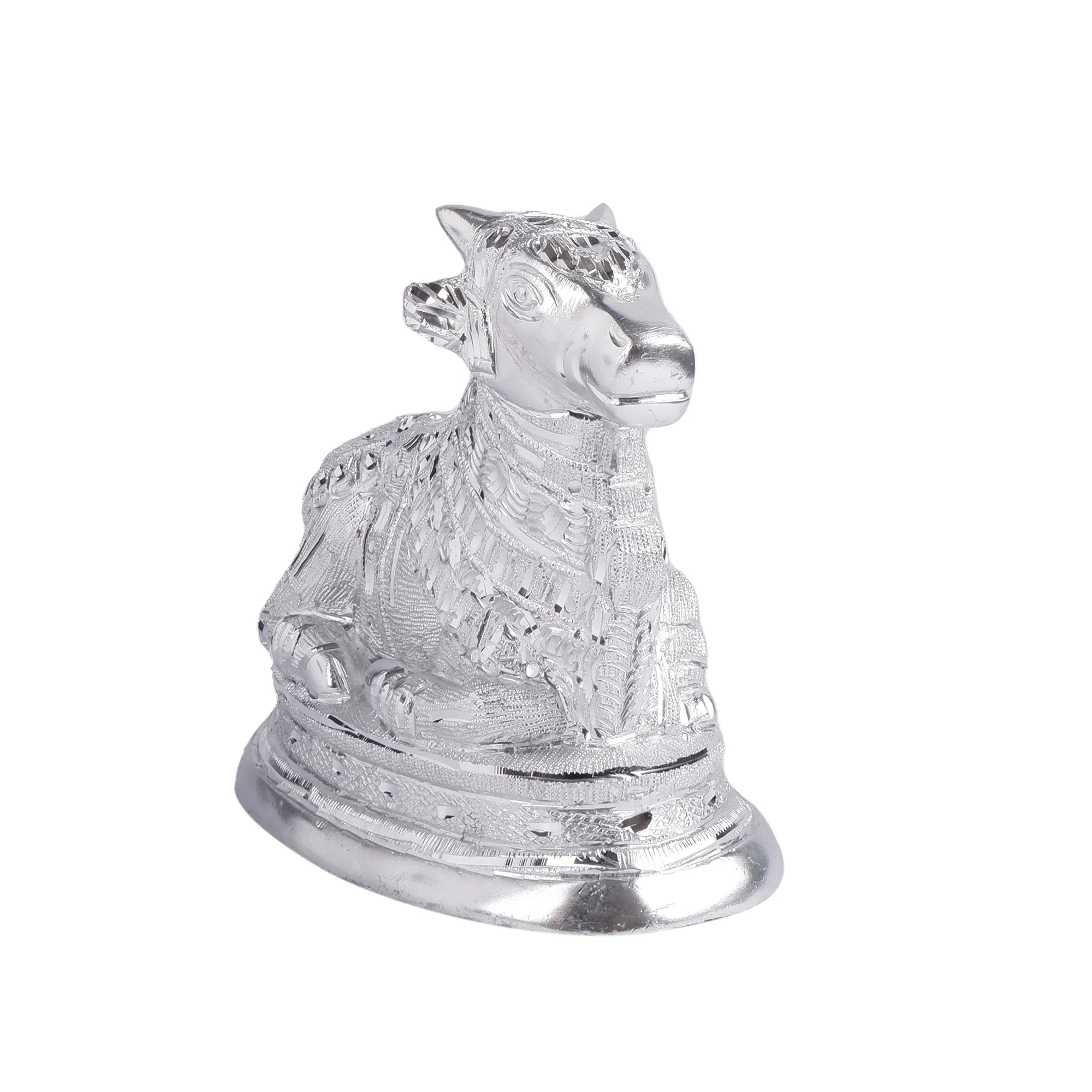 White Metal Nandi Idol (7.4 Inch)