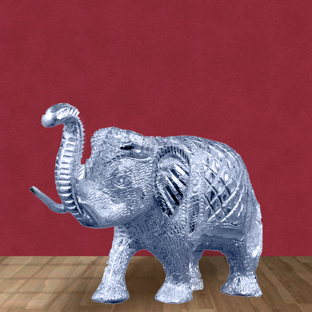 Silver Colour Elephant White Metal (6.2 Inch)