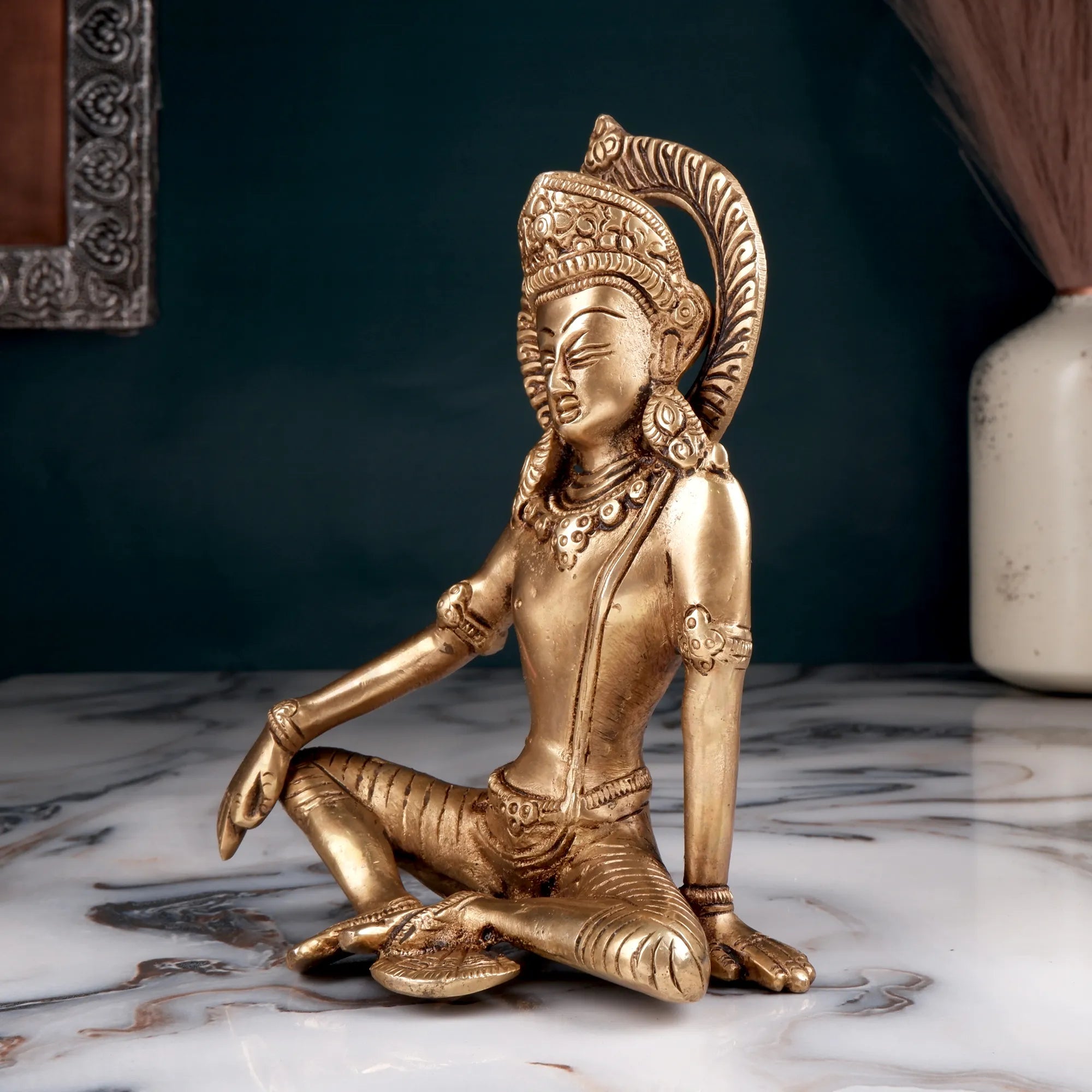 Brass Indra Idol (7.4 Inch)