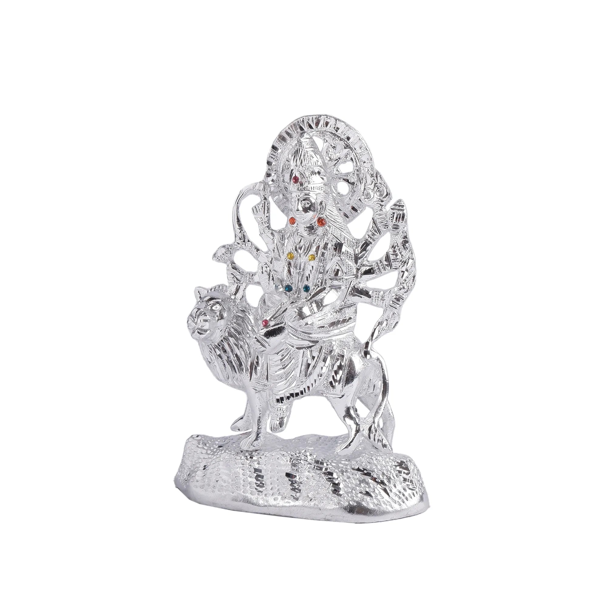 White Metal Mata Durga Idol (9.4 Inch)