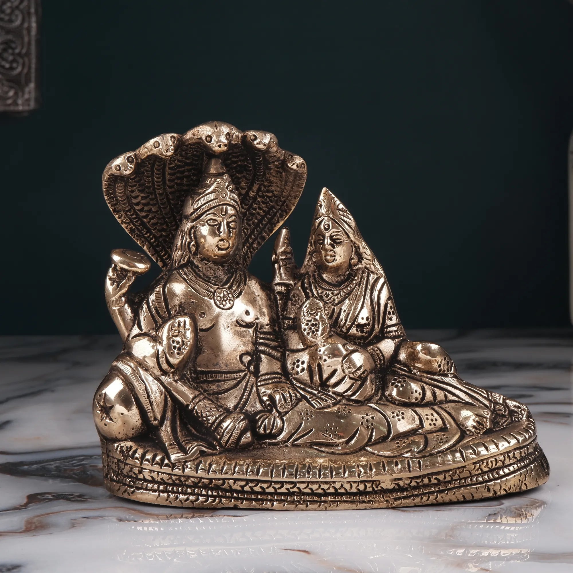 Brass Vishnu Lakshmi Idol(4.7 Inch)