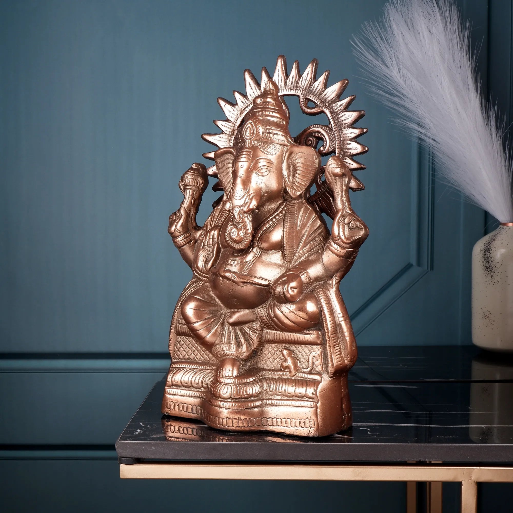 Ganesh ji Idol Gun Metal (12.9 Inch)