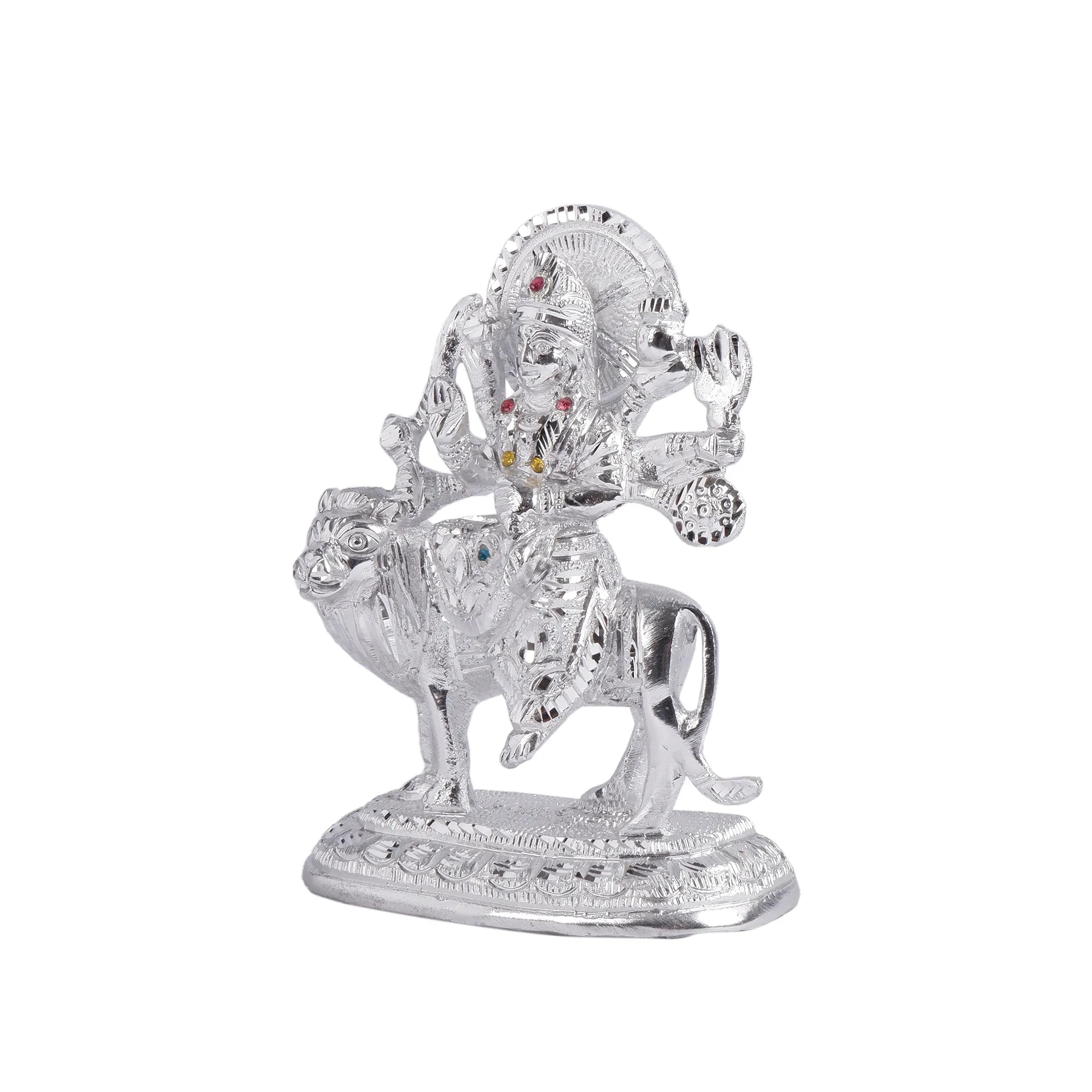 White Metal Durga Idol (7.4 Inch)