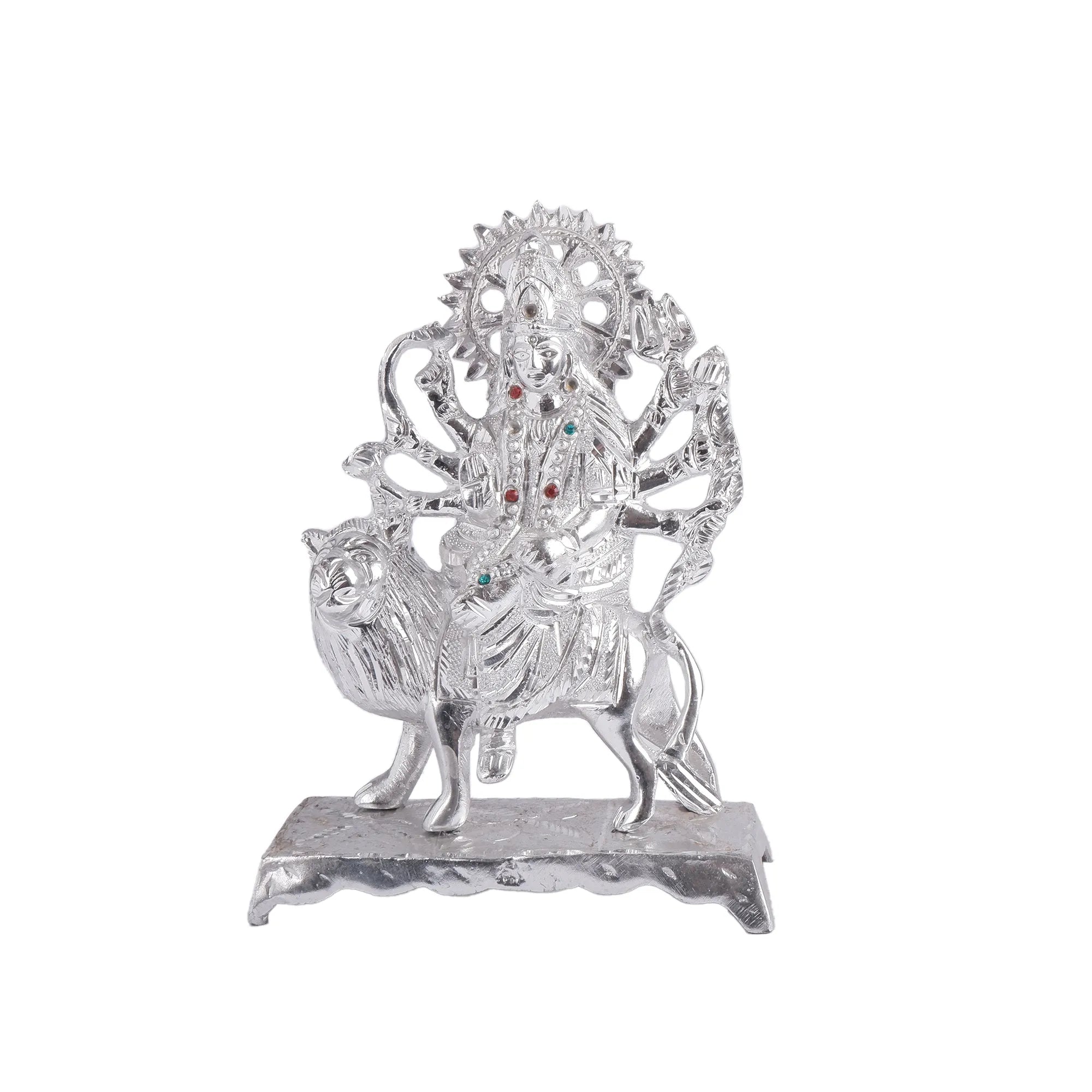 White Metal Durga Idol (8.6 Inch)