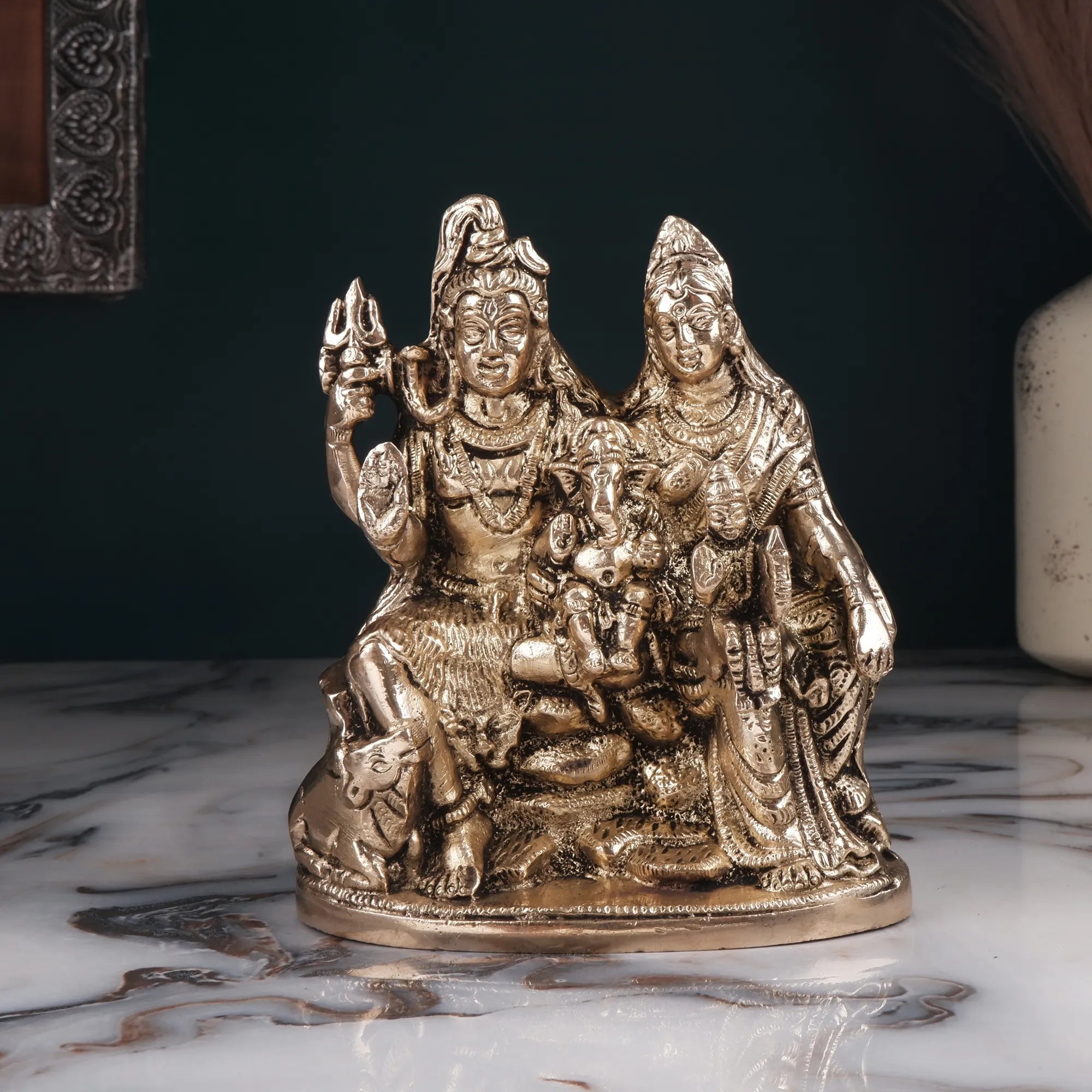 Brass Shiv Pariwar Idol (5.9 Inch)