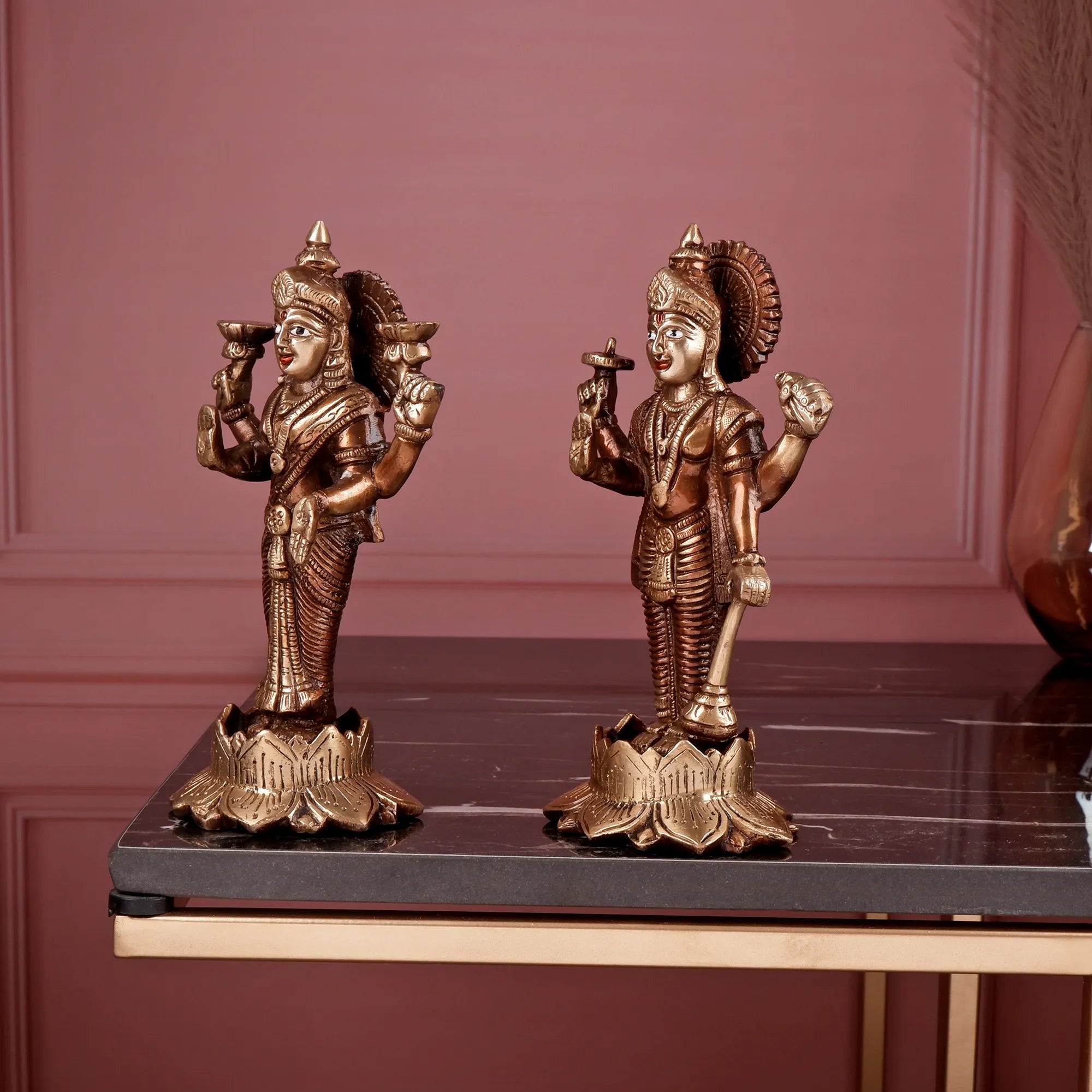 Brass Vishnu Lakshmi (7 Inch)